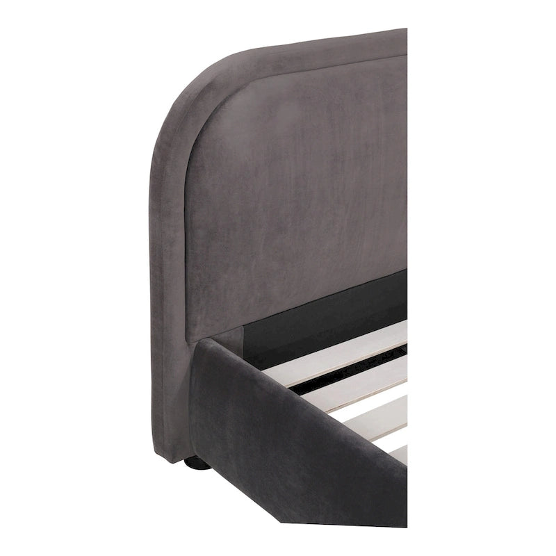 Aurelle Home Collete Modern Curved Oatmeal Upholstered Platform Bed
