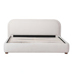 Aurelle Home Collete Modern Curved Oatmeal Upholstered Platform Bed