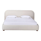 Aurelle Home Collete Modern Curved Oatmeal Upholstered Platform Bed