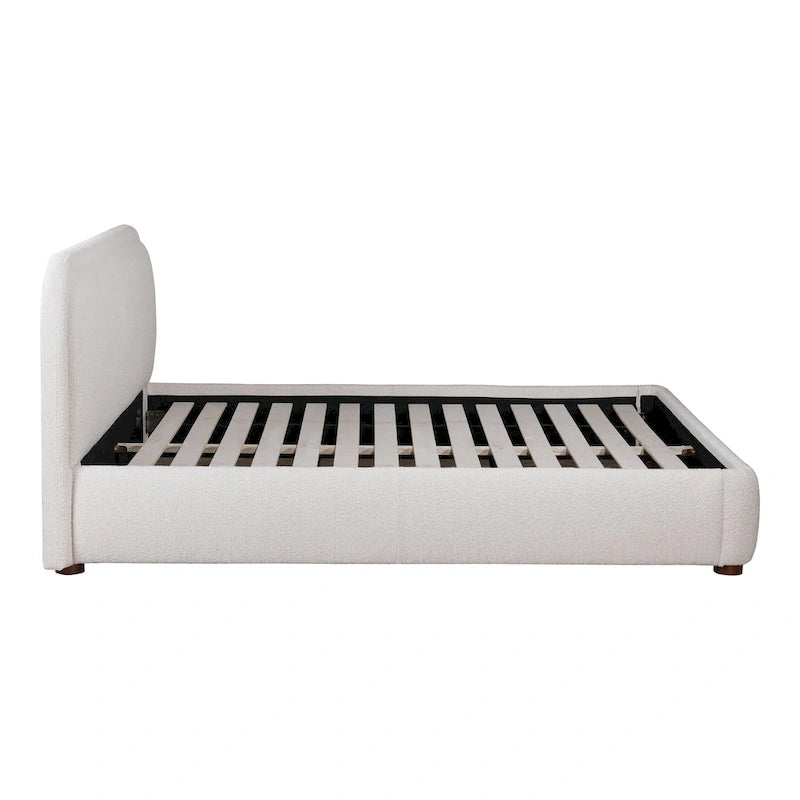 Aurelle Home Collete Modern Curved Oatmeal Upholstered Platform Bed