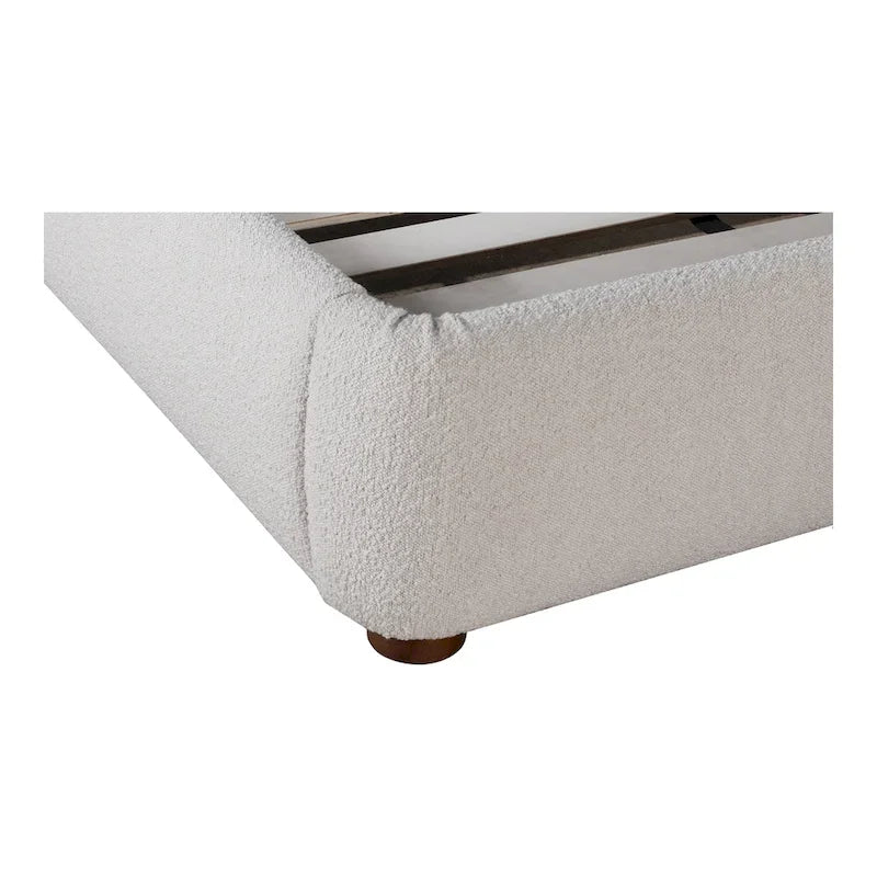 Aurelle Home Collete Modern Curved Oatmeal Upholstered Platform Bed