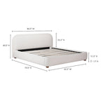 Aurelle Home Collete Modern Curved Oatmeal Upholstered Platform Bed