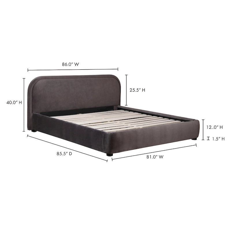 Aurelle Home Collete Modern Curved Oatmeal Upholstered Platform Bed