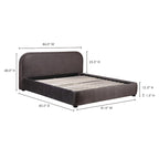Aurelle Home Collete Modern Curved Oatmeal Upholstered Platform Bed