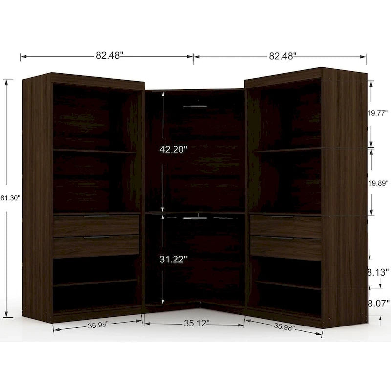 Set da 3 Mulberry Open 3 Sezionali Moderni da Angolo con 4 Cassetti