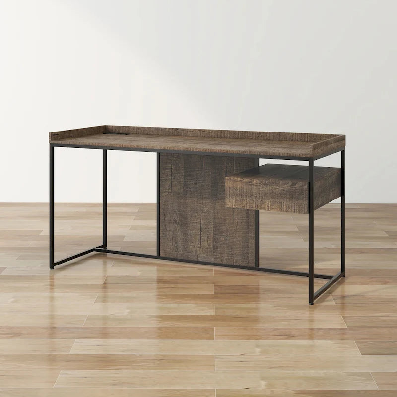 Scrivania per Computer in Acciaio Jaxon Industrial da 63 pollici con Porte USB di Furniture of America