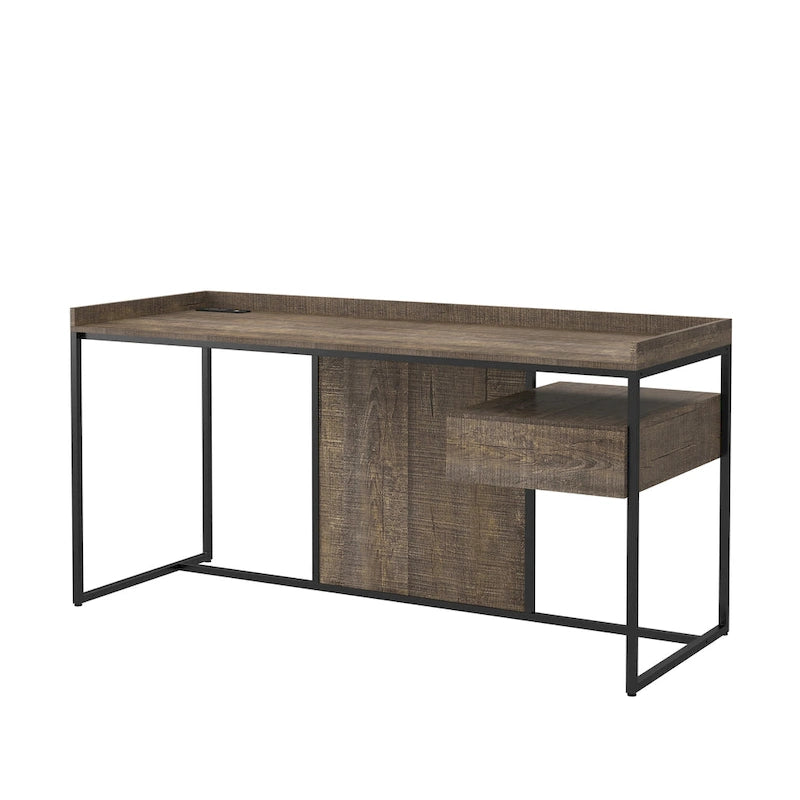 Scrivania per Computer in Acciaio Jaxon Industrial da 63 pollici con Porte USB di Furniture of America