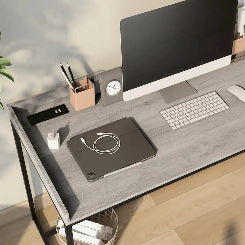 Scrivania per Computer in Acciaio Jaxon Industrial da 63 pollici con Porte USB di Furniture of America