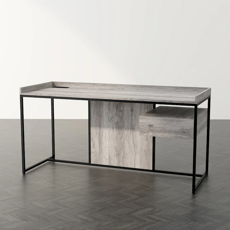 Scrivania per Computer in Acciaio Jaxon Industrial da 63 pollici con Porte USB di Furniture of America