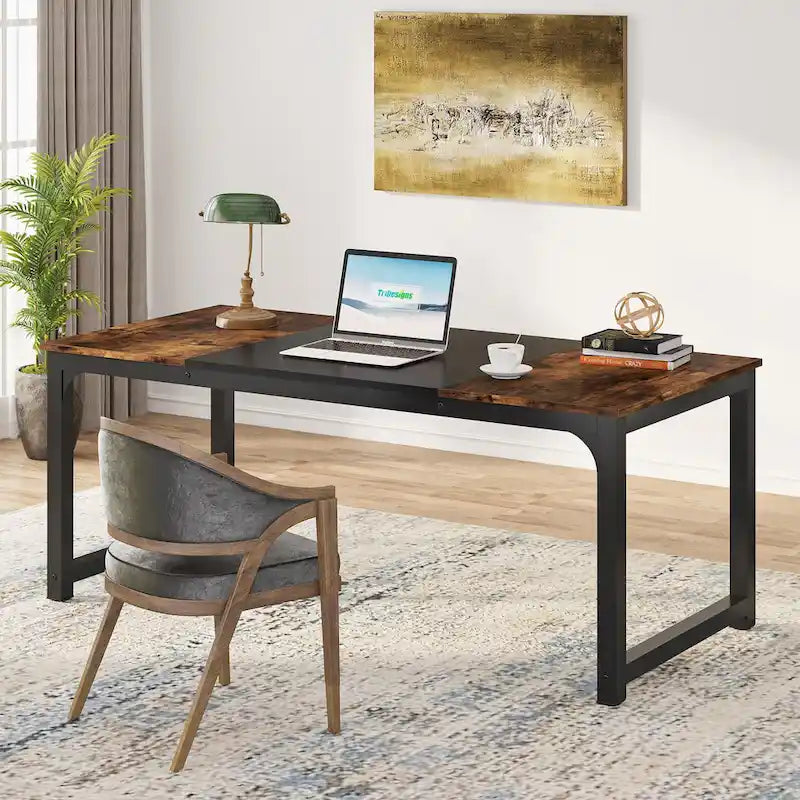 63" Rustic Brown Computer Desk for 2 People