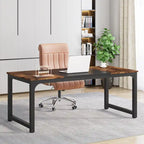 63" Rustic Brown Computer Desk for 2 People