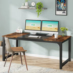 63" Rustic Brown Computer Desk for 2 People