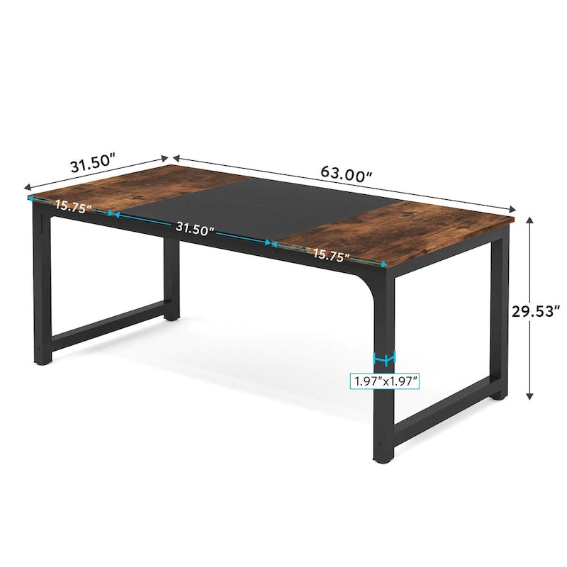 63" Rustic Brown Computer Desk for 2 People