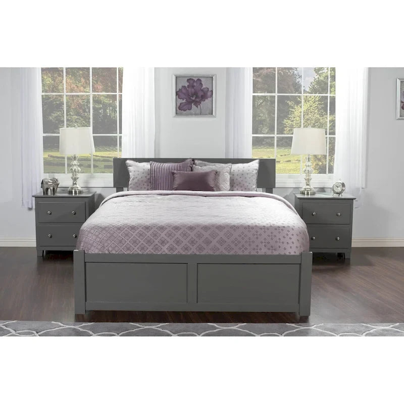 Letto matrimoniale Orlando King Size con 2 cassetti, grigio