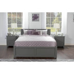 Letto matrimoniale Orlando King Size con 2 cassetti, grigio