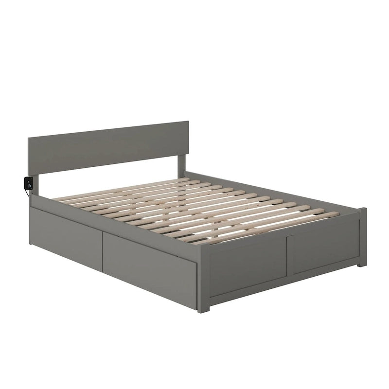 Letto matrimoniale Orlando King Size con 2 cassetti, grigio