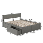 Letto matrimoniale Orlando King Size con 2 cassetti, grigio