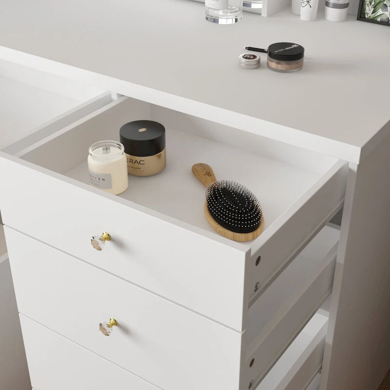 Timechee Vanity Set with Adjustable Lighted Mirror Storage Makeup Table - 39.4L x 19.7W x 53.5H