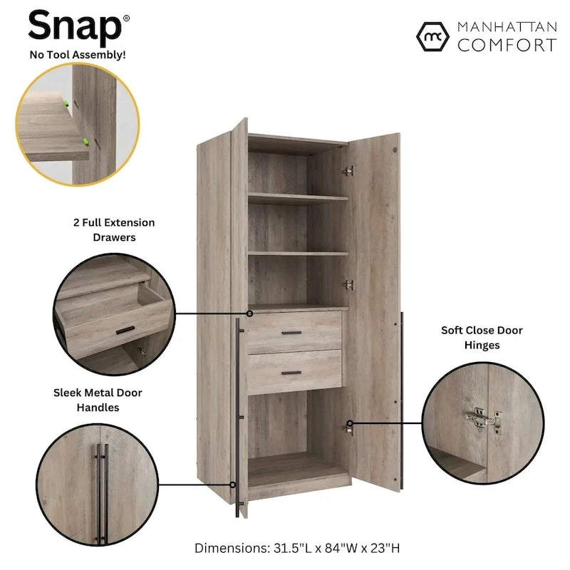 Armadio a Parete Moderno Lee 1.0 Indipendente Manhattan Comfort