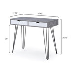 Scrivania da ufficio Laurel Grey Mid-century Modern con 2 cassetti