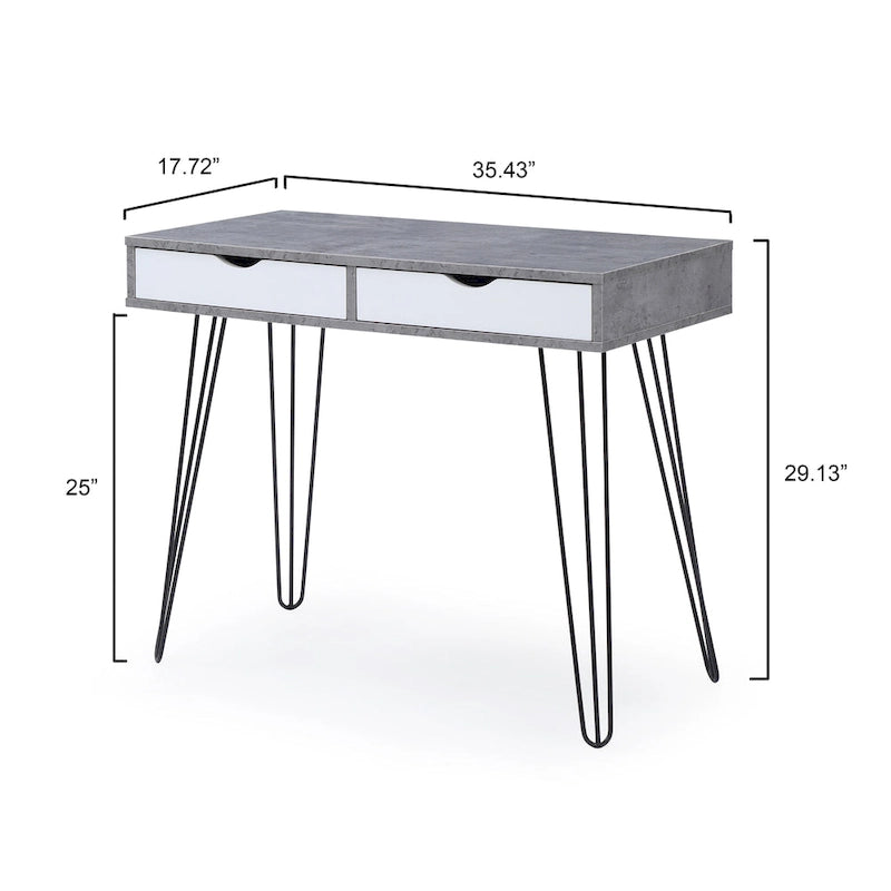 Scrivania da ufficio Laurel Grey Mid-century Modern con 2 cassetti