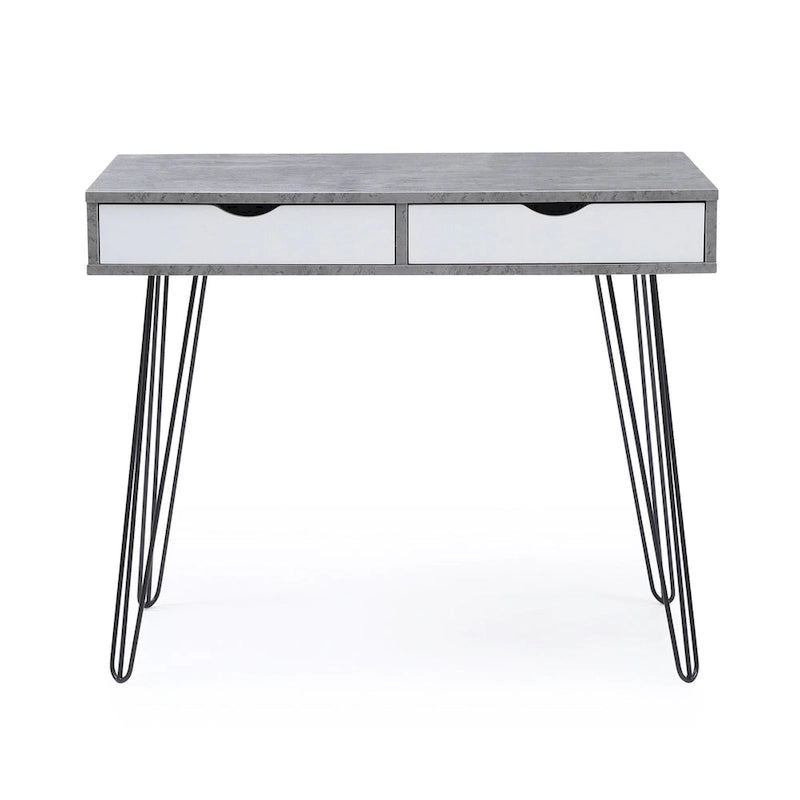 Scrivania da ufficio Laurel Grey Mid-century Modern con 2 cassetti