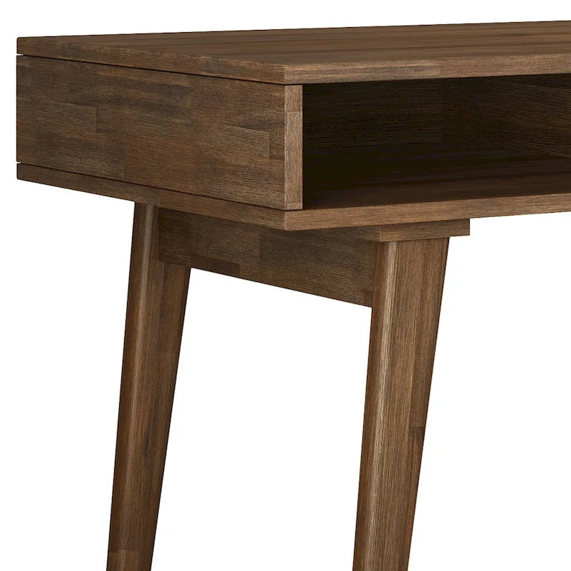 Scrivania contemporanea WYNDENHALL Wright in LEGNO MASSELLO da 60 pollici con cassetti, colore Marrone Invecchiato Naturale Rustico