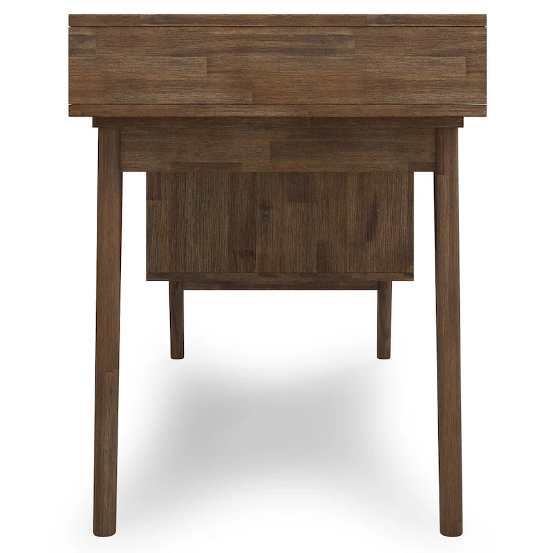 Scrivania contemporanea WYNDENHALL Wright in LEGNO MASSELLO da 60 pollici con cassetti, colore Marrone Invecchiato Naturale Rustico