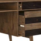 WYNDENHALL Wright SOLID WOOD Contemporary 60 inch Wide Desk with drawers in Rustic Natural Aged Brown