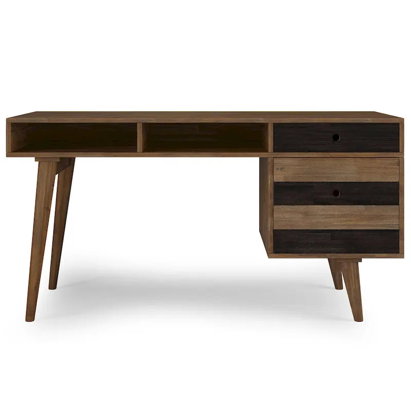 WYNDENHALL Wright SOLID WOOD Contemporary 60 inch Wide Desk with drawers in Rustic Natural Aged Brown