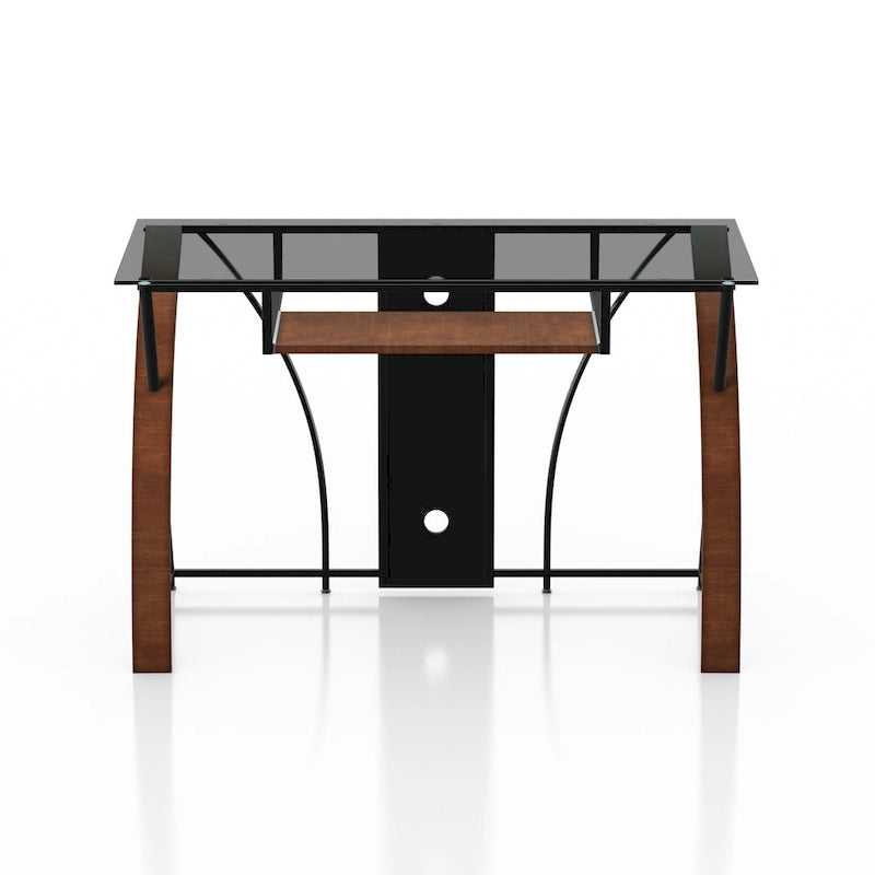 Scrivania per Computer in Vetro con Tinta Grigia Moderna Falt da 47 Pollici di Furniture of America