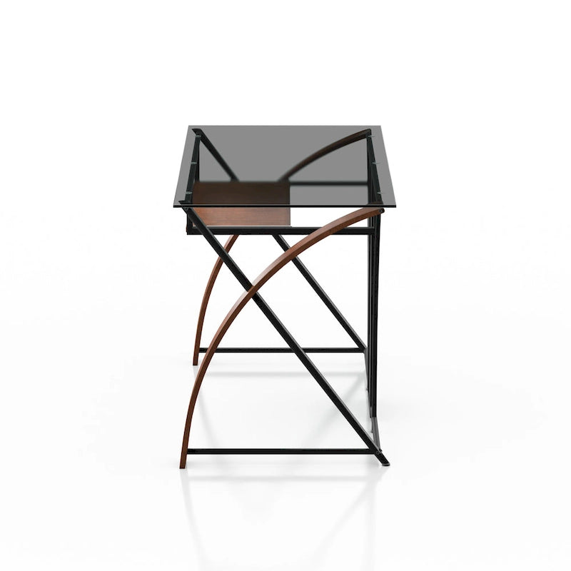 Scrivania per Computer in Vetro con Tinta Grigia Moderna Falt da 47 Pollici di Furniture of America