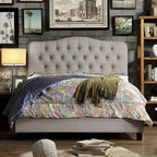Tara Virgil Curved Upholstered Button-tufted Platform Bed Frame