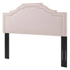 Testiera King/California King Paradise in velluto rosa imbottito con borchie decorative