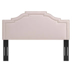 Testiera King/California King Paradise in velluto rosa imbottito con borchie decorative