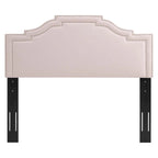 Testiera King/California King Paradise in velluto rosa imbottito con borchie decorative