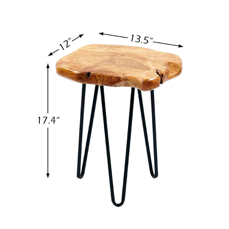 Piedistallo Piccolo con Radici di Cedro Naturalmente Sagomate e 3 Gambe a Forcina - 13.5 x 12 x 19