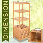 SereneLife 5 Tier Bamboo Storage Cabinet Shelf - SLHFTR40