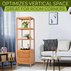 SereneLife 5 Tier Bamboo Storage Cabinet Shelf - SLHFTR40