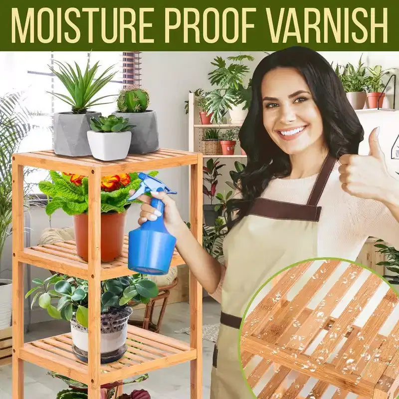SereneLife 5 Tier Bamboo Storage Cabinet Shelf - SLHFTR40