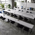 Flash Furniture Palmer Commercial Grade Heavy-Duty Nesting Flip Training Table with T-Legs, Modesty Panel, Tabletop, and Frame