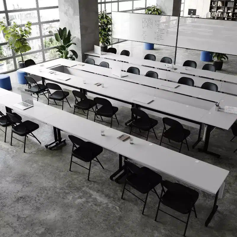 Flash Furniture Palmer Commercial Grade Heavy-Duty Nesting Flip Training Table with T-Legs, Modesty Panel, Tabletop, and Frame