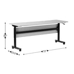 Flash Furniture Palmer Commercial Grade Heavy-Duty Nesting Flip Training Table with T-Legs, Modesty Panel, Tabletop, and Frame