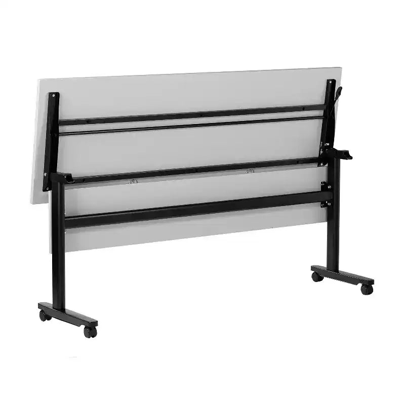 Flash Furniture Palmer Commercial Grade Heavy-Duty Nesting Flip Training Table with T-Legs, Modesty Panel, Tabletop, and Frame