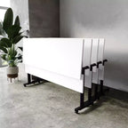 Flash Furniture Palmer Commercial Grade Heavy-Duty Nesting Flip Training Table with T-Legs, Modesty Panel, Tabletop, and Frame