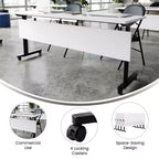 Flash Furniture Palmer Commercial Grade Heavy-Duty Nesting Flip Training Table with T-Legs, Modesty Panel, Tabletop, and Frame
