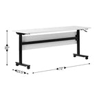 Flash Furniture Palmer Commercial Grade Heavy-Duty Nesting Flip Training Table with T-Legs, Modesty Panel, Tabletop, and Frame