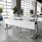 Flash Furniture Palmer Commercial Grade Heavy-Duty Nesting Flip Training Table with T-Legs, Modesty Panel, Tabletop, and Frame