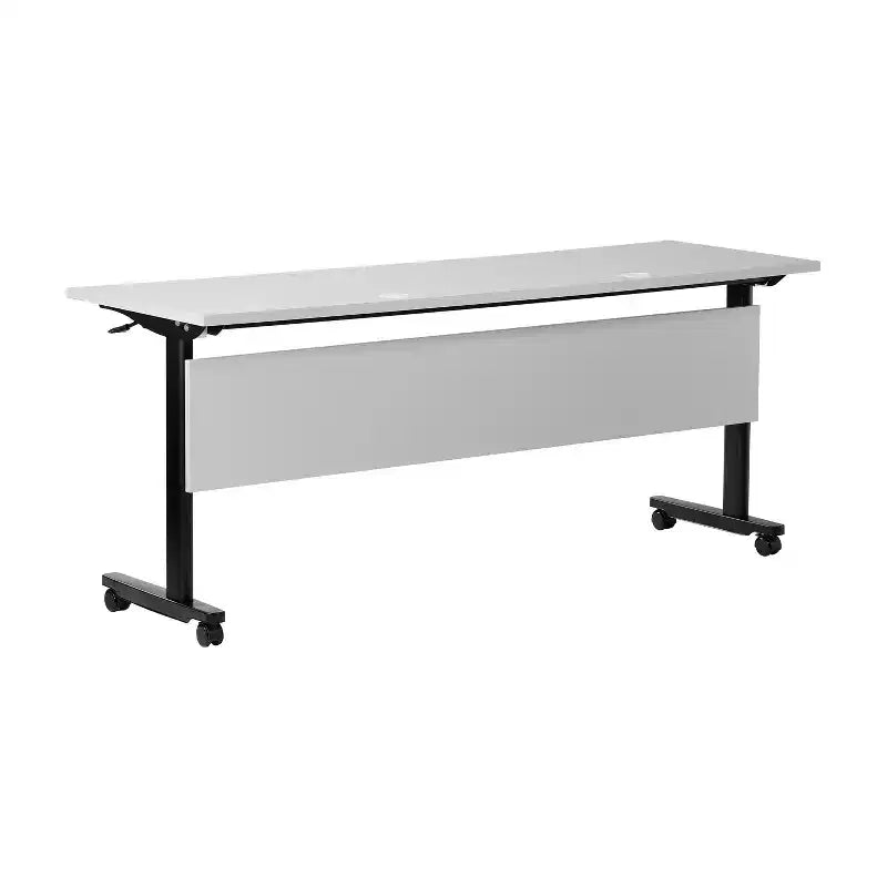 Flash Furniture Palmer Commercial Grade Heavy-Duty Nesting Flip Training Table with T-Legs, Modesty Panel, Tabletop, and Frame