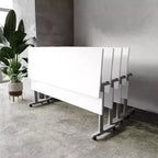 Flash Furniture Palmer Commercial Grade Heavy-Duty Nesting Flip Training Table with T-Legs, Modesty Panel, Tabletop, and Frame